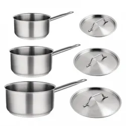 Vogue 3er-Set Edelstahltöpfe mit Deckel, 900 ml, 1,5 Liter, 3 Liter