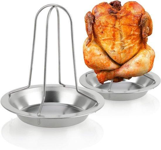 Kip Roosterset met Opvangbak voor Oven en BBQ - Gevogeltehouder voor Sappige Kip