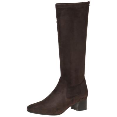 Stiefel PETER KAISER "Peter Kaiser Stiefel Veloursleder", Damen, Gr. 39, braun (dunkelbraun), Veloursleder, Schuhe Stiefel