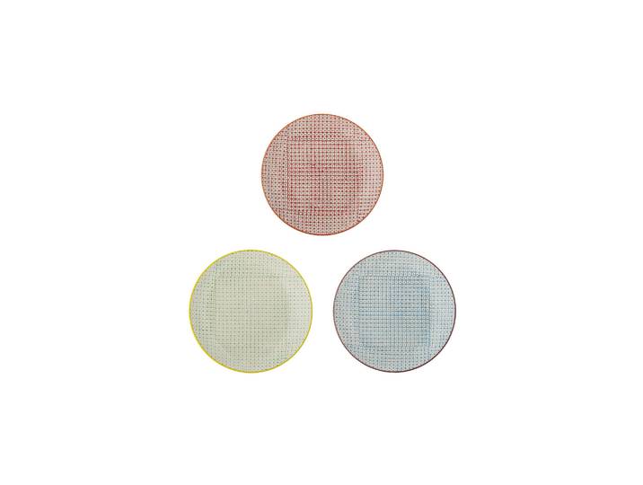 Lot de 3 assiettes D20 cm en grès multicolore Carla