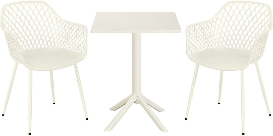 Dakota Fields Rimini Patio Dining Set with Square Table & Armchairs Off-White