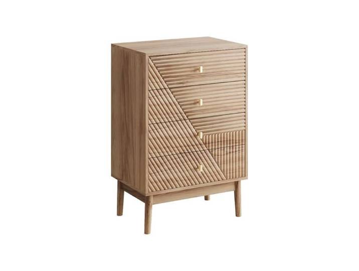 Commode à quatre tiroirs - meuble de rangement en bois - 60 x 40 x 90cm couleur chêne