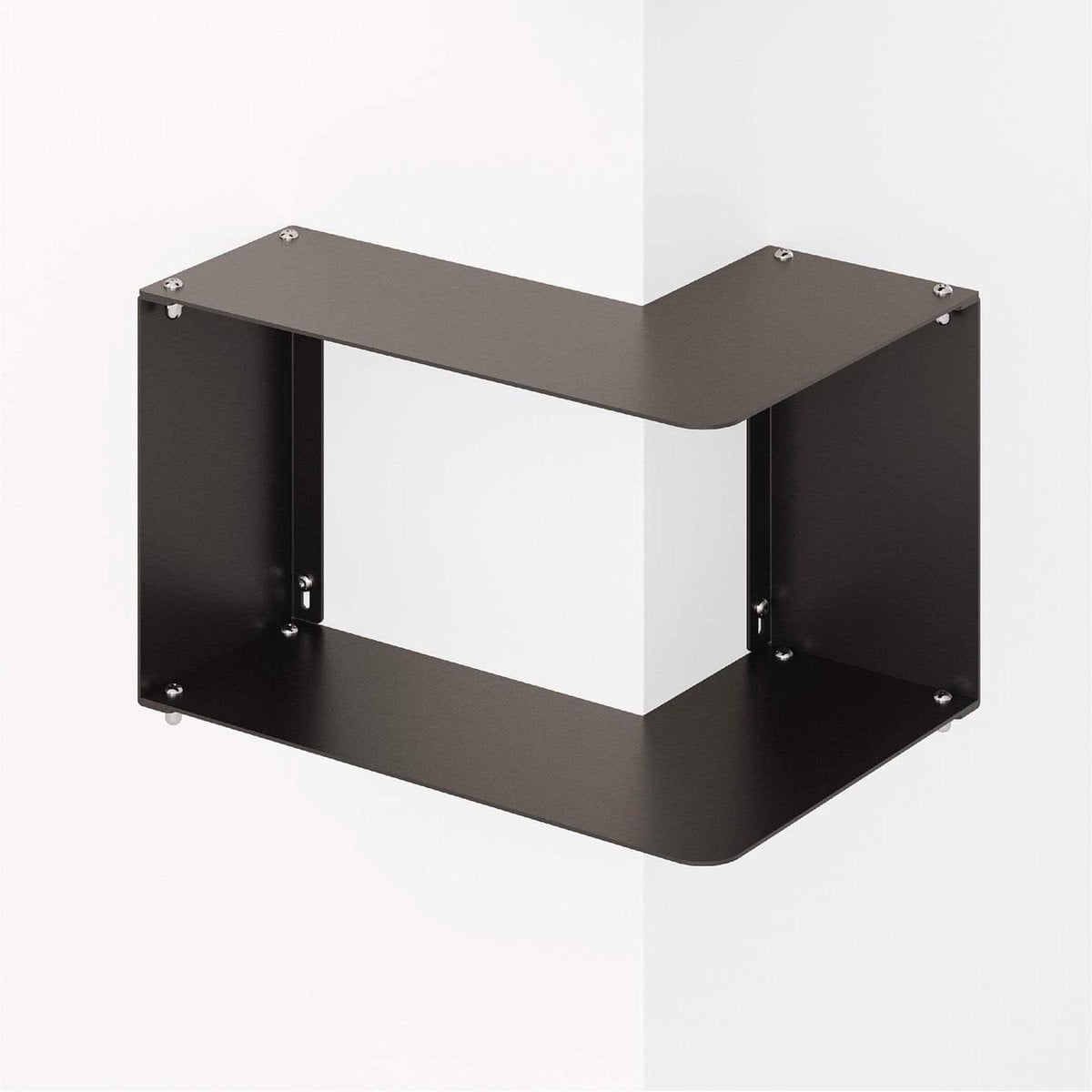 Zwarte modulaire wandconsole voor hoeken - Metalen rek voor decoratie
