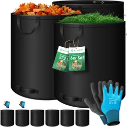 KESSER® Gartensack Set Laubsack Gartenabfallsack inkl. Handschuhe - Selbststehend 4 Griffe Stabil Robust & Faltbar - Laubsäcke Rasenschnitt Gartensäcke für Gartenabfälle Grünschnitt