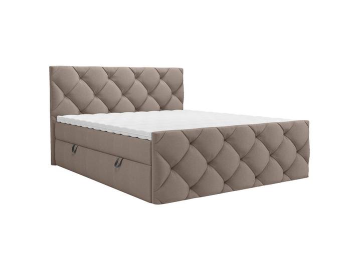 Boxbett, Braun, 160x200 cm, Textil, Bettkasten & Gepolstertes Kopfteil, CARRYHOME