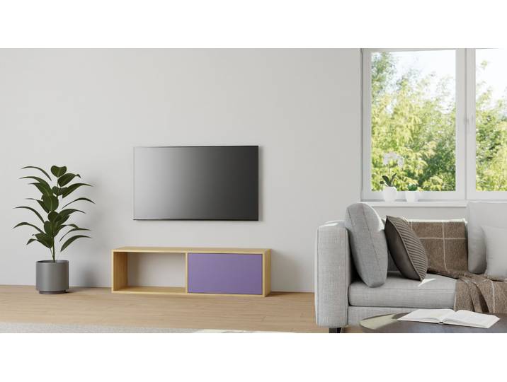 Niedriges Schallplattensideboard Esche Natur geölt