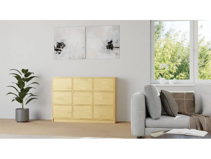 Stylishe Schubladenkommode Buche Natur geölt
