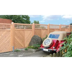 Holzzaun Sichtschutzfeld Uster 4 – Sichtschutzzaun aus naturbelassener Douglasie – robuste Wand mit Fischgrätmuster – Zaun für Garten & Terrasse