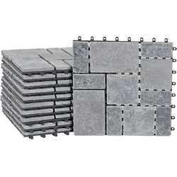 Mendler Steinfliese HWC-K70, Bodenfliese Steckfliese Balkon/Terrasse Naturstein, 11x je 30x30cm = 1m2 ~ dunkelgrau