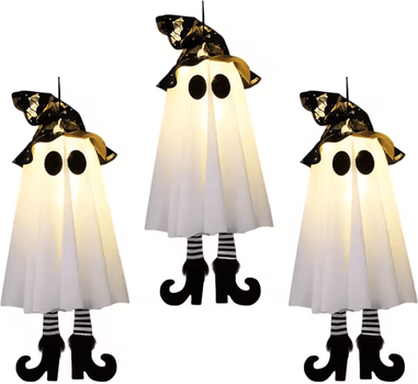 Inspire Curations LED Light Up Witch & Ghost Hanging Decoration Halloween Hanging Decorations For Indoor & Outdoor Party Decor 3pcs