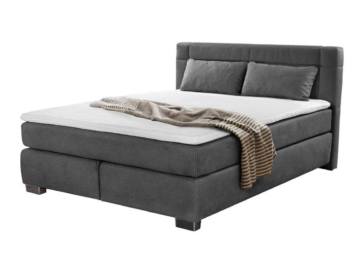 Boxspringbett 160 x 200 cm grau H3/H4 - ROMANA - MIX