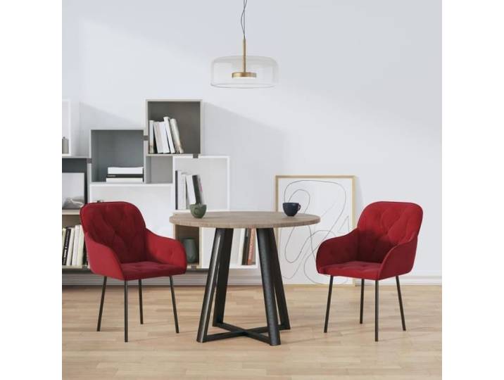 YAP Chaises de salle à manger 2 pcs Rouge bordeaux Velours R01