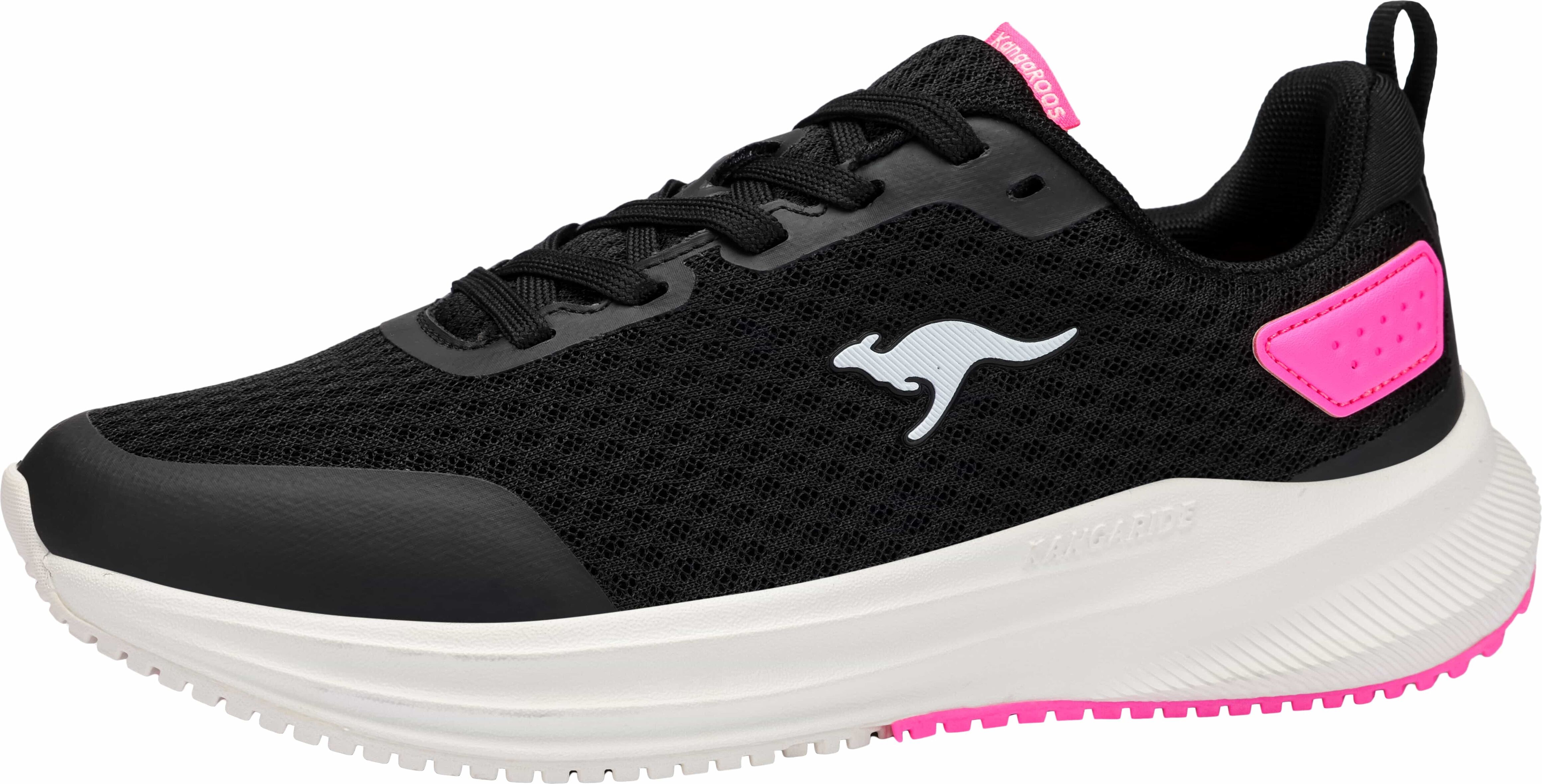 Sneaker KANGAROOS "K-RDW FAM", Damen, Gr. 36, raven, neon pink, Mesh, Synthetik, Schuhe Sneaker raven, neon pink 36