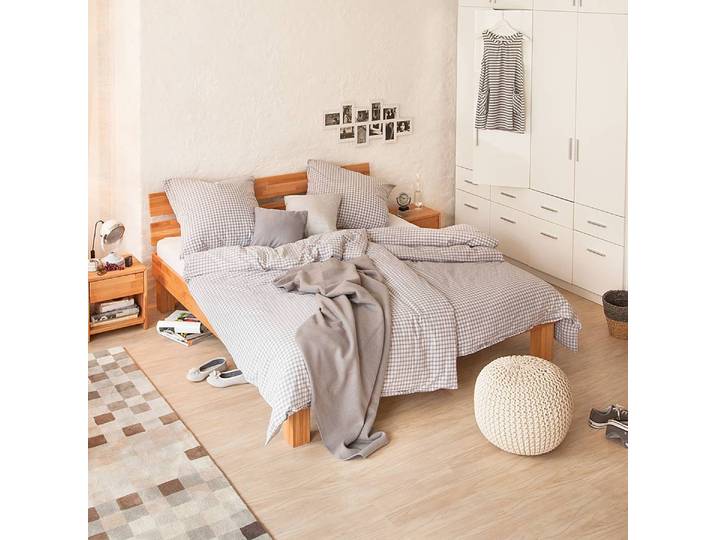 Massivholzbett AresWOOD 180 x 200cm Massivholz Kernbuche, geölt Braun/Beige/Kernbuche mit Kopfteil Kernbuche