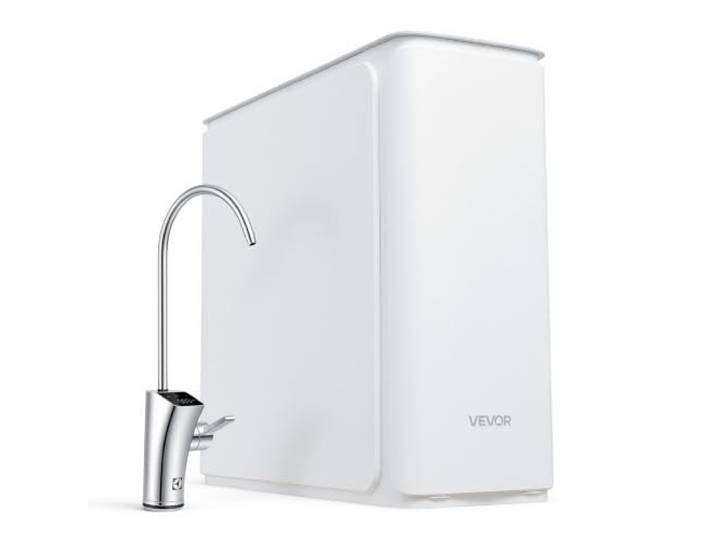 VEVOR Umkehrosmoseanlage Untertisch 800 GPD 8-stufig Wasserfilter Tanklos für Haushalt, 2:1 Reinwasser zu Abwasser, pH 7,5–8,5, Smarter Edelstahlhahn mit TDS-Anzeige, Filterwechsel in 3 Sekunden, CE