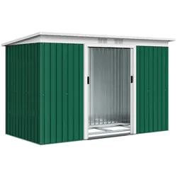 Outsunny Gartenhaus 213 x 130 x 172 cm – Metall-Gartenhaus zur Aufbewahrung von Werkzeugen, olivgrün
