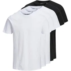 JACK&JONES Herren T-Shirt, 5er Pack - BASIC TEE O-NECK, Kurzarm, Baumwolle Schwarz/Weiß / M