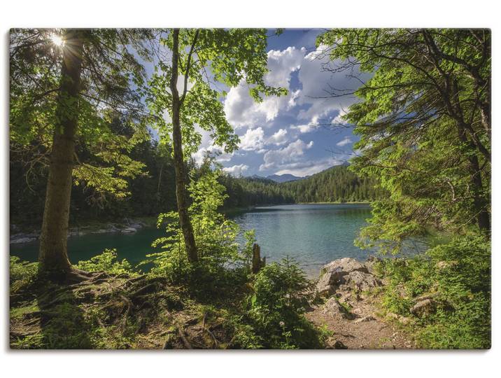 Leinwandbild ARTLAND Eibsee , grün (farbe bild(er): grün), B:120cm H:80cm, Bilder, Leinwandbild, auf Holzrahmen gespannt