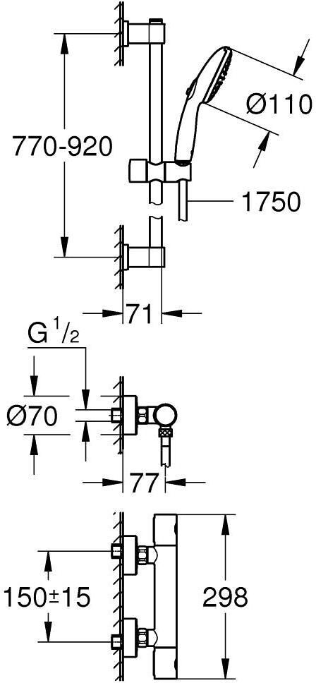 Duscharmatur GROHE "Precision Get, 900 mm", bunt, Messing, Silikon, Armaturen, Duscharmatur bunt Einheitsgröße