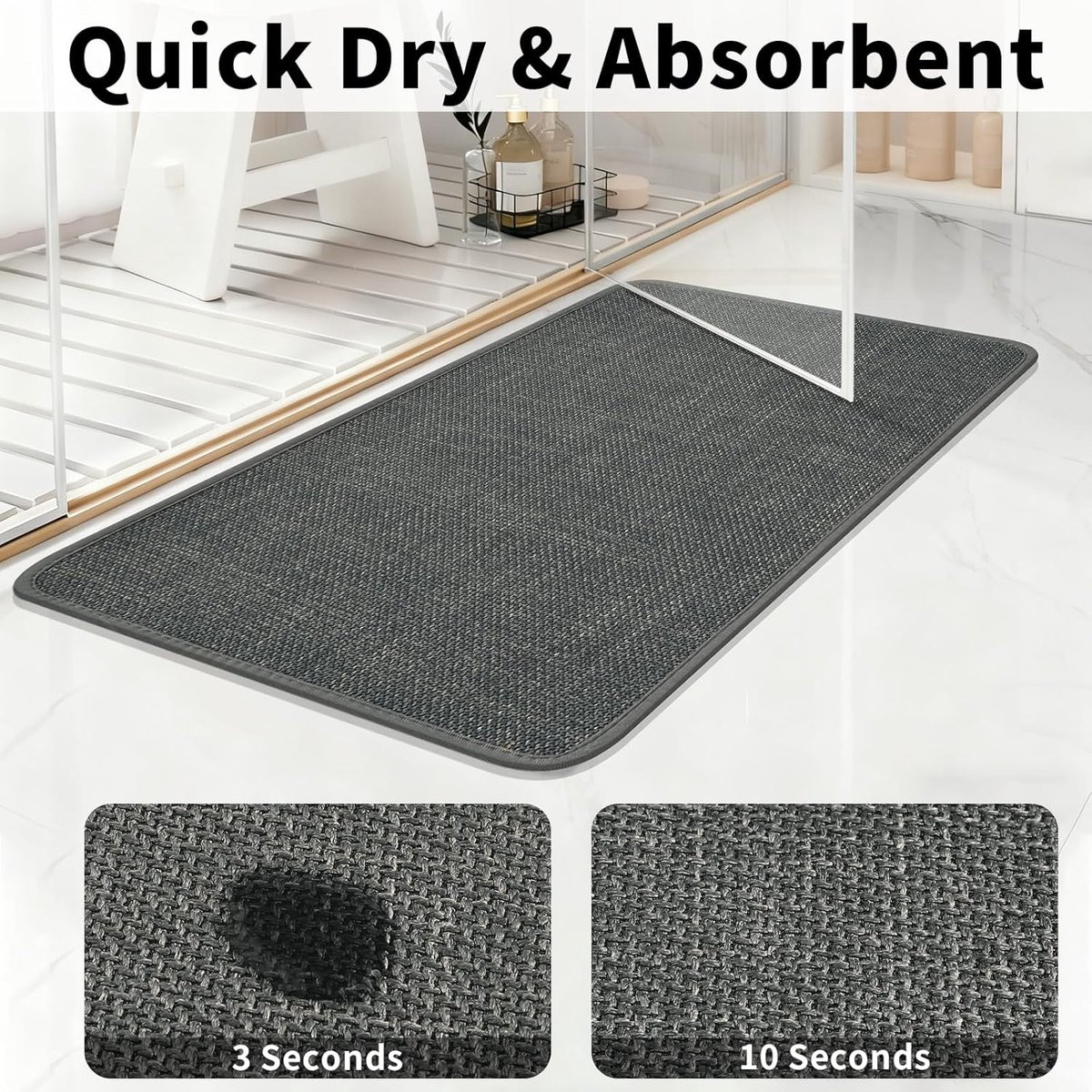 Donkergrijze antislip badmat en douchemat voor badkamercomfort, 43 x 120 cm