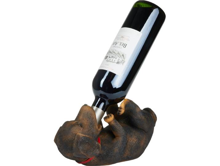 BRUBAKER - Wijnfleshouder - Dorstige Hond - Teckel - Wijnrek Grappig - Wijn accessoires - Grappige Decoratie - Wijn Cadeau