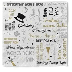 Sovie HORECA Serviette Bonne Année aus Tissue 40 x 40 cm, 100 Stück - Silvester Happy Year