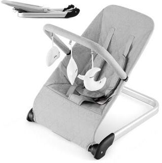 Costway Foldable Baby Bouncer with Removable Fabric Cover and Toy Bar-Gray