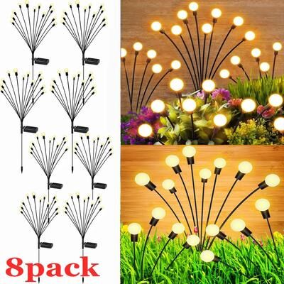 Uplift Picks Solar Swaying Garden Lights Create Firefly Glow Across Patios Paths Yards warm (8 Packs) 10 Led