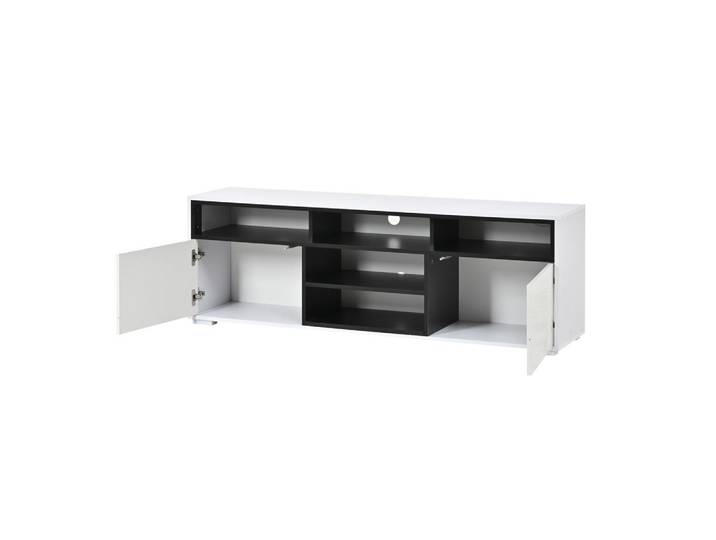 Oxeza Tv-Element 150/35/50 cm Weiß mit 8 Lagerräume, Holz, Mode, Rechteckig, 150x50x35 cm, Wohnzimmer, TV Möbel, Lowboards, Lowboards stehend