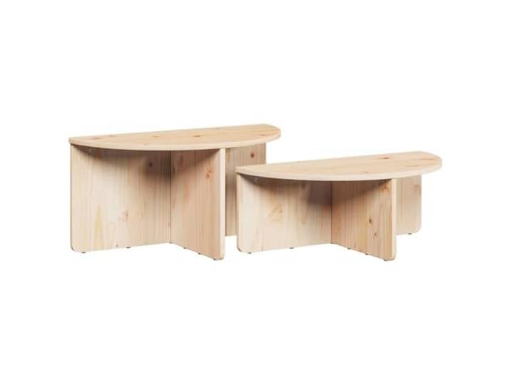 HKLGBVCR Couchtisch aus massivem Kiefernholz, oval, 2-teilig, Natur, 79 x 39,5 x 40 cm