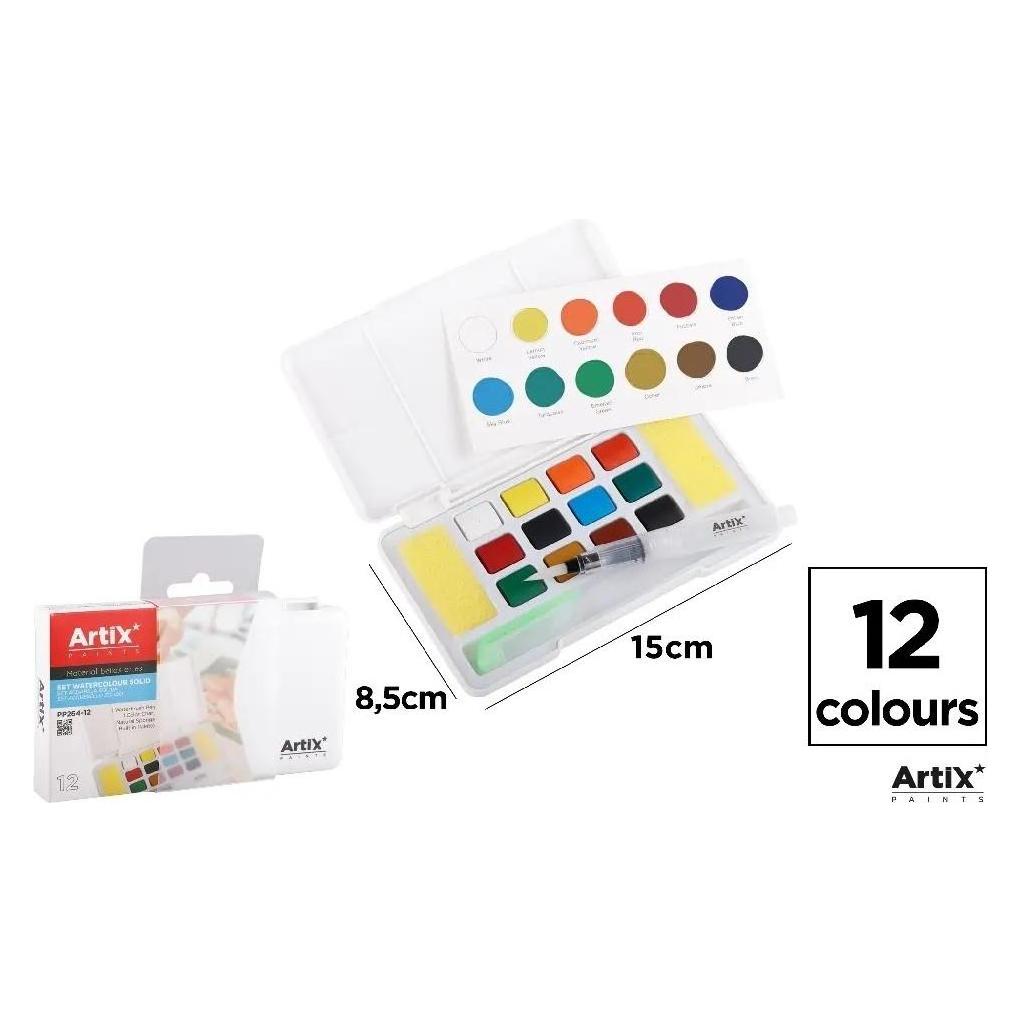 Artix Aquarellfarbe mit einem Wasserpinsel, 12 Farben (57525697)