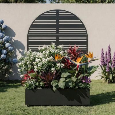 Lumibee Outdoor Arch Screen Privacy Fence with Planter Box Trellis