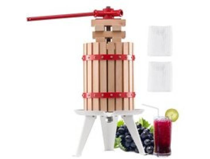 VEVOR Pressoir à Fruits Manuel 6 L, Presse à Vin avec Panier en Bois Massif avec 8 Blocs, Presse-agrumes avec Poignée, Presse à Jus, Raisin, Cidre de Pomme, Miel pour la Cuisine et la Maison