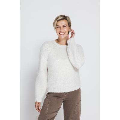 Strickpullover ZHRILL "USSA", Damen, Gr. XL, weiß, Strick, Obermaterial: 48% Polyester, 36% Nylon, 11% Polyacryl, 5% Wolle, unifarben, bequem hüftbedeckend, Rundhals, Flachstrickbündchen, Pullover Strickpullover, Rundhals / Bequeme Passform