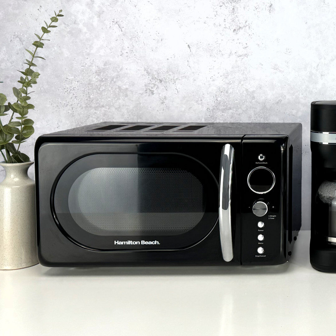 Hamilton Beach 20L Retro Microwave Black 26.2cm H X 45.2cm W X 35.2cm D