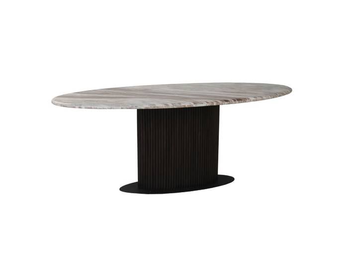 Esstisch Rashford Blush Beige, oval, 200x100 cm, Marmor-Look