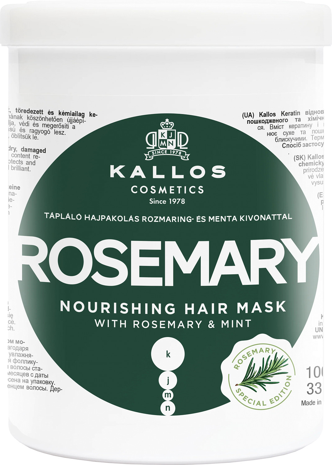 Kallos KJMN Rosemary Nourishing Hair Mask 1000 ml KA-KJMN2224