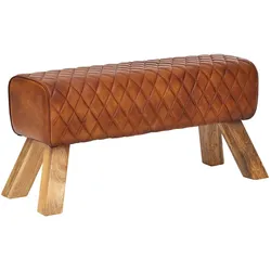 KADIMA DESIGN Sitzbank Echtleder / Massivholz 89x46x35 cm Leder Modern Turnbock, Springbock Lederhocker, Sitzhocker Turnbank