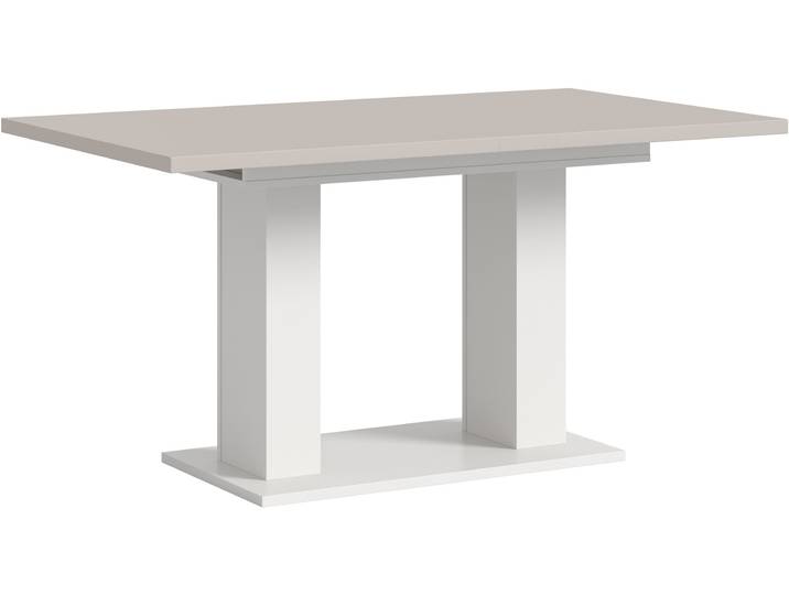 Esstisch HOME AFFAIRE Motus, ausziehbar 150 -190 cm, inklusive 40 cm Einlegeplatte , weiss (weiß, kaschmir, weiß, kaschmir), B:150cm H:76cm T:90cm, Tische, Esstisch, Doppelsäulengestell mit Bodenplatte, Tisch, Esstisch, Küche