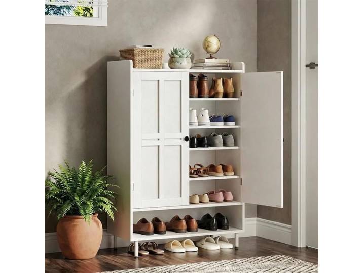 JoyGarden Rangement chaussures 6 niveaux – Armoire étroite 3 étagères réglables pour entrée/couloir/placard Blanc