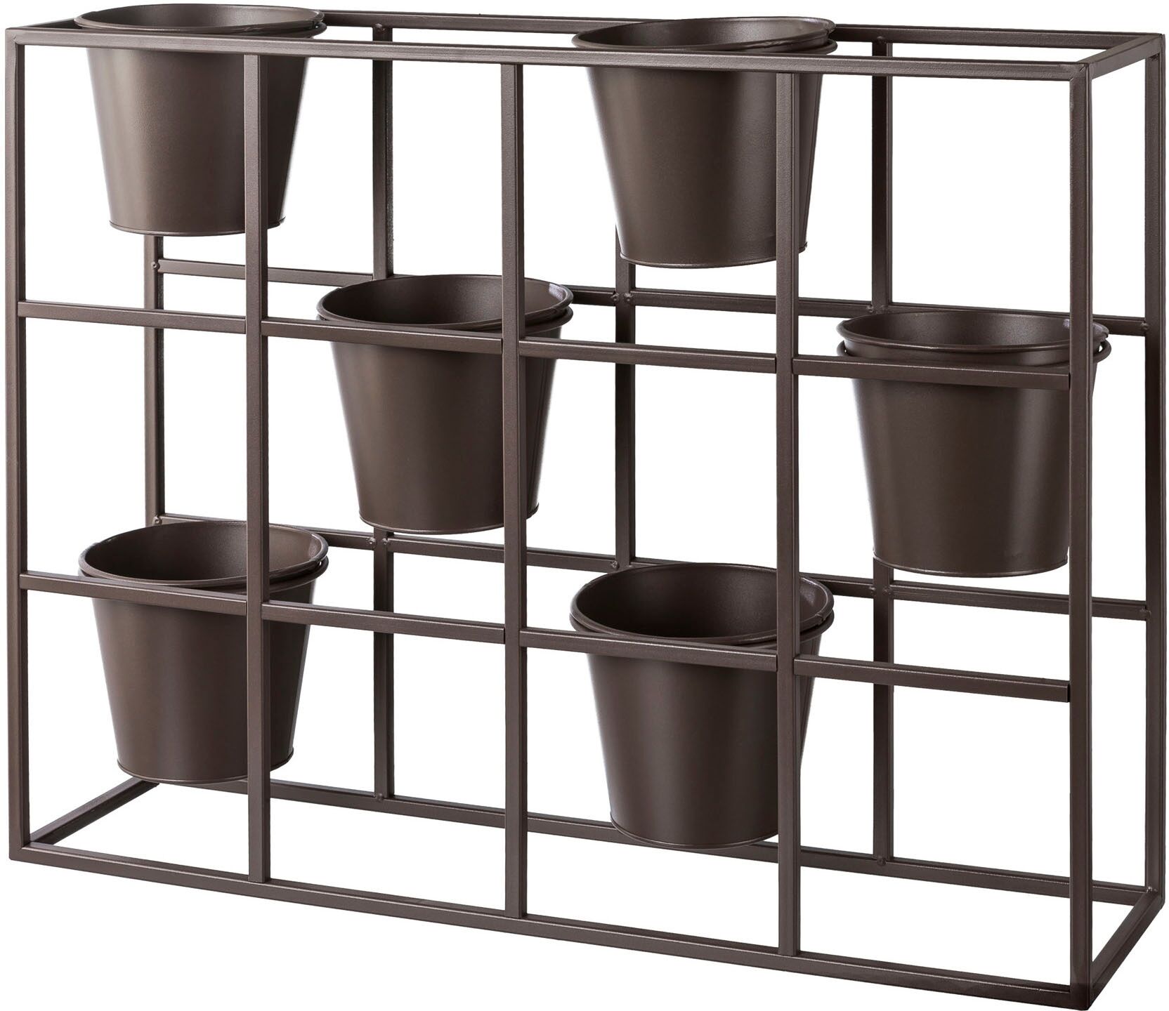 Übertopf CREATIV HOME "Raumteiler für Pflanzen", braun, B:65cm H:52cm T:17cm, Metall, Pflanzgefäße, mit 6 Töpfen