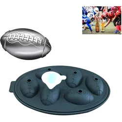 König Design Silikon Eiswürfelform Football Eisform Whisky Runden Ice Ball Eiswürfelbehälter, Eisformen, Schwarz