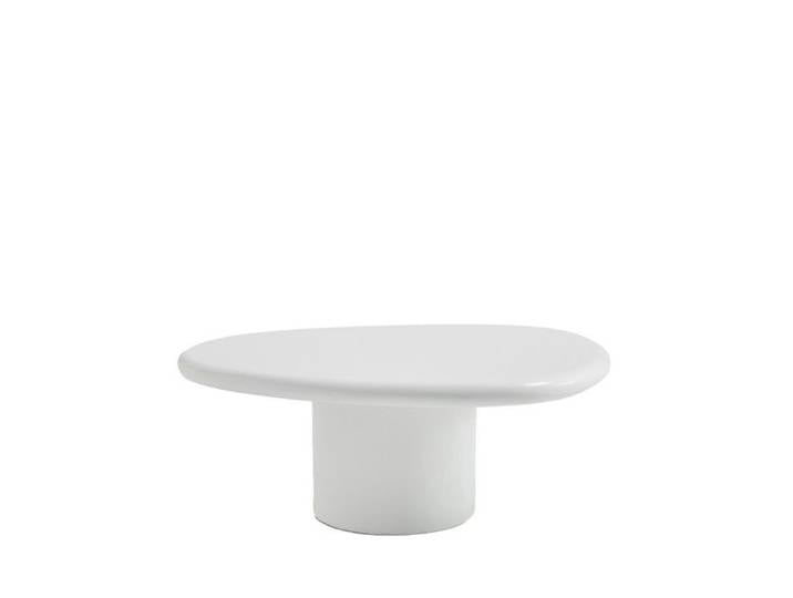 Luna - Table basse organique en fibre de ciment L80cm - Blanc