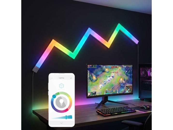 Modulare Smart LED-Lichtleisten, 44 Farbszenen, Musiksynchro. Wifi, 10 W
