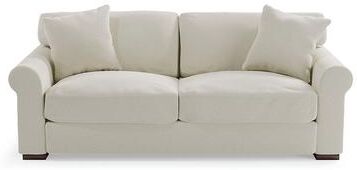 "Cleo Upholstered Sofa - 88"", Crypton Chenille Nomad Snow (Stocked) - Grandin Road"