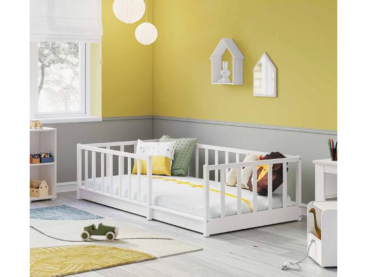 Möbel-Zeit Kinderbett MONTE Bodenbett – 90x190 cm – Sicherer Schlafplatz für Kleinkinder