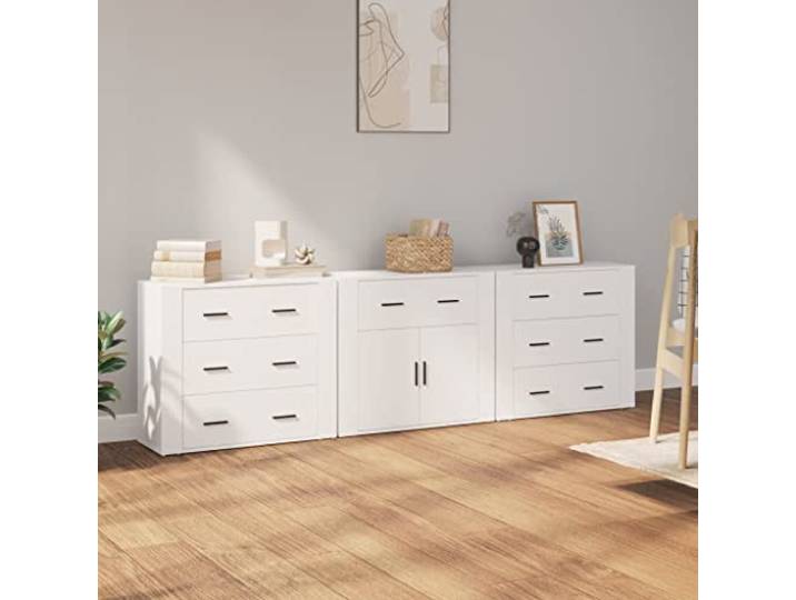 HEFZGDB Zeitlose Sideboards für Zuhause: 3 Stück Klassische Sideboards aus Holzwerkstoff mit glatter Oberfläche und viel Stauraum