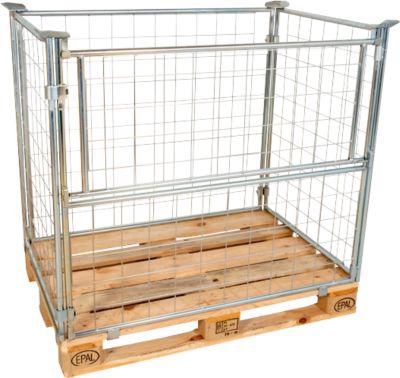 Palettenaufsatzrahmen, für Europaletten, Nutzlast bis 800 kg, Öffnungsklappe, stapelbar, B 1200 x T 800 x H 1200 mm, Stahl, galvanisch blau verzinkt