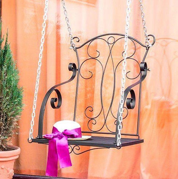 DanDiBo hangstoel zwart metalen relaxschommel met kettingen voor tuin en terras