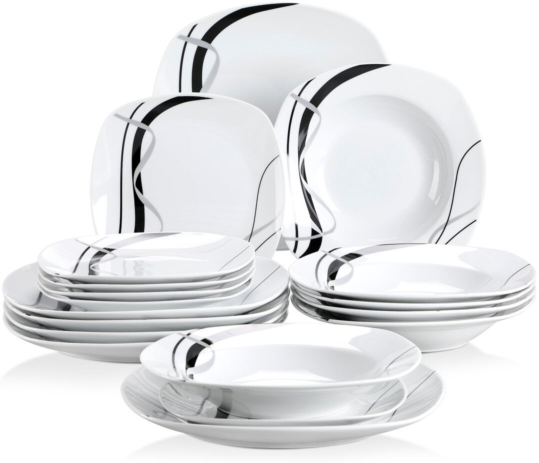 Vancasso 18 Piece Dinnerware Set, Service for 6 White;Black 18